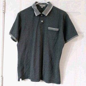 Peter Millar Cotton Blend Dark Gray w/Pocket Men's Medium Polo Golf Shirt